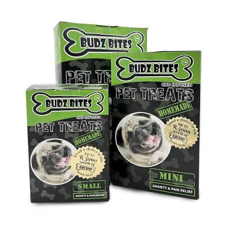 Budz Bites CBD Pet Treats – Small, Medium and Large packaging